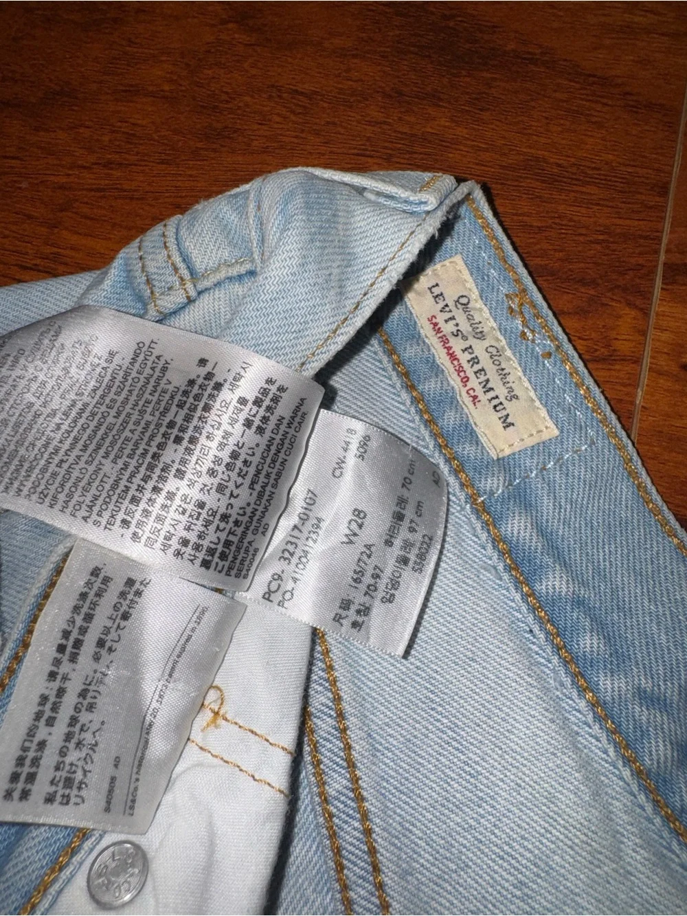 Levi's Light Blue Frayed Denim Cutoff Shorts